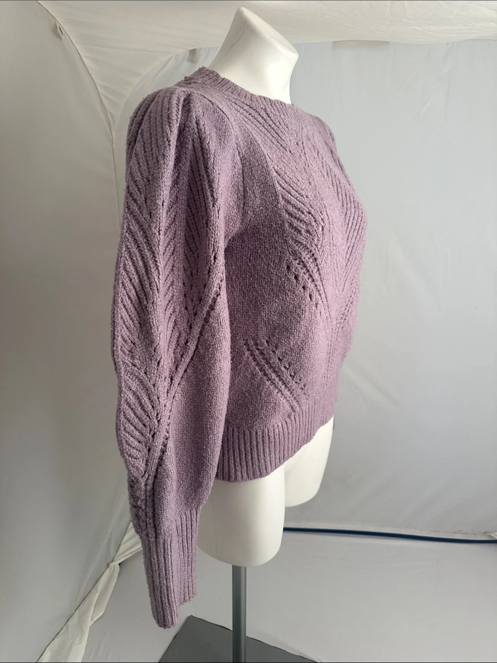 Anthropologie lavender scalloped collar puff sleeve sweater M